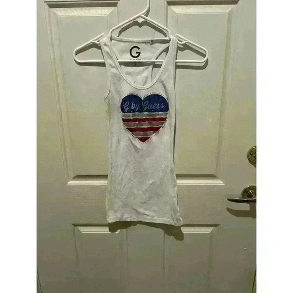 GUESS Tops - Guess Women’s White Heart Tank Top Shirt Sz. Small.